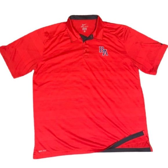 Nike Dri-Fit Red/Dark Charcoal BA Initials Golf Polo Men’s Size XL - Picture 1 of 8